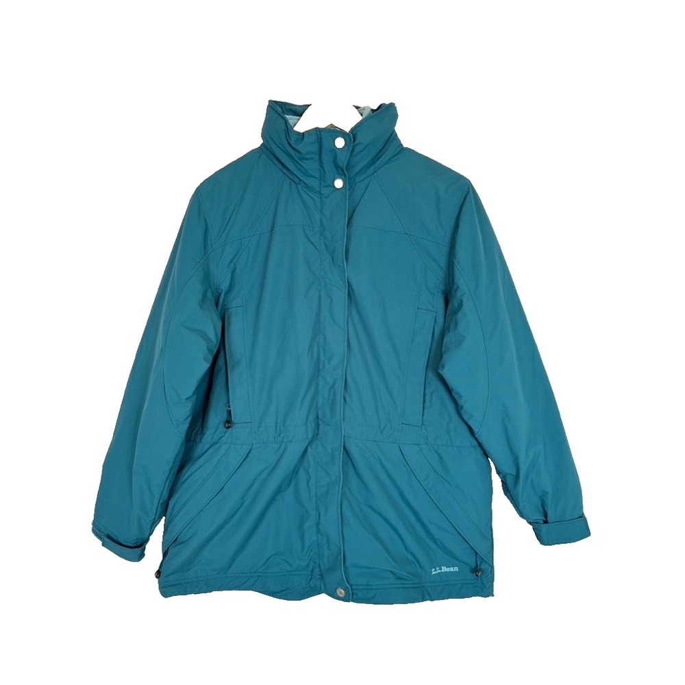 L.L. Bean Parka Teal Insulated Jacket Womens L Petite Winter Outdoor Coat 2 in 1
